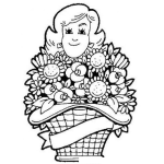Dibujo para colorear Colorear Madre con Flores