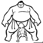 Dibujo para colorear Dibujo De Una Pelea De Zumo Desigual Para Pintar Y Colorear