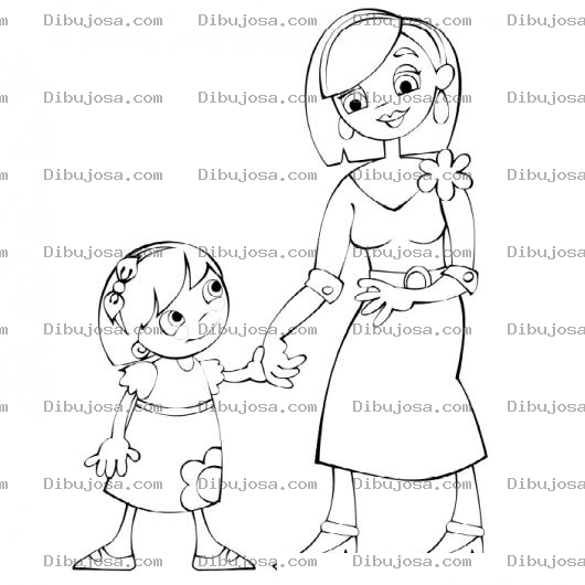 Dibujo para colorear Dibujo De Hija Y Mama Para Pintar Y Colorear