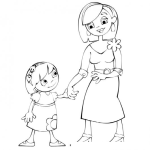 Dibujo para colorear Dibujo De Hija Y Mama Para Pintar Y Colorear