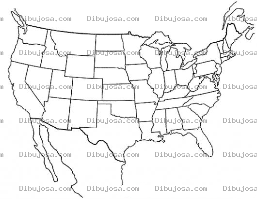 Dibujo para colorear Dibujo Del Mapa De Estados Unidos Y Mexico Para Pintar Y Colorear