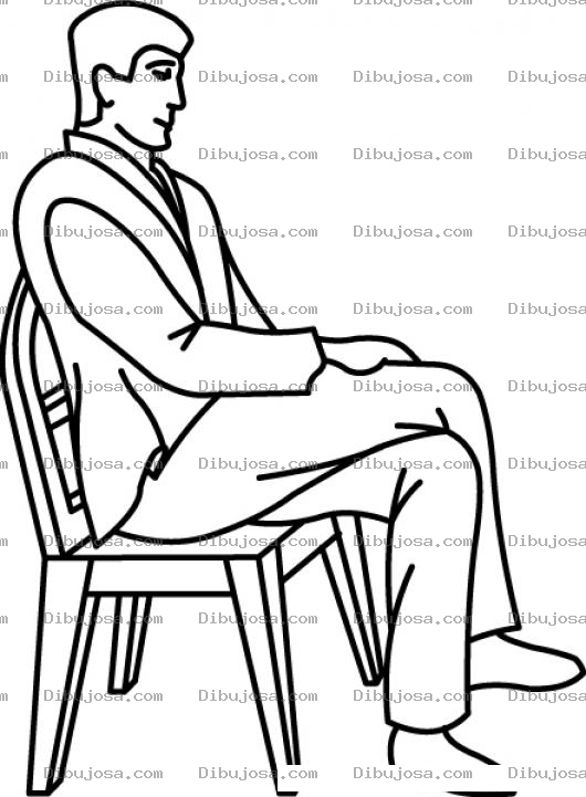 Dibujo para colorear Hombre Sentado Con Pierna Cruzada Para Pintar Y Colorear