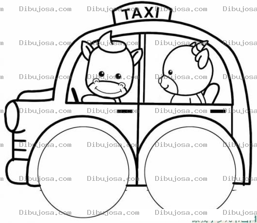 Dibujo para colorear Taxi De Animalitos Para Pintar Y Colorear