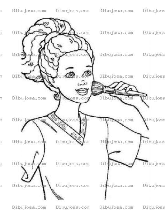 Dibujo para colorear Mujer Pintandose La Cara
