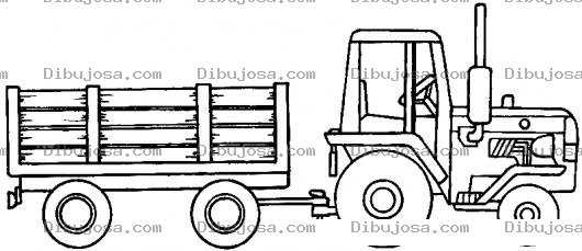 Dibujo para colorear Tractor Con Carreton Para Pintar Y Colorear