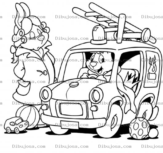 Dibujo para colorear Dibujo De Conejos Bomberos Para Pintar Y Colorear