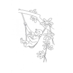 Dibujo para colorear Dibujo De Jorge El Curioso Comiendo Un Banano En Un Arbol Para Colorear