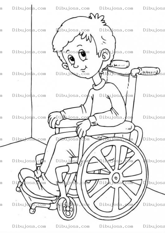 Dibujo para colorear Chico En Silla De Ruedas Para Colorear A Un Nino Invalido En Silladeruedas
