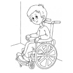 Dibujo para colorear Chico En Silla De Ruedas Para Colorear A Un Nino Invalido En Silladeruedas