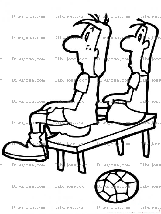 Dibujo para colorear Colorear Futbolistas Aguateros Sentados En Banca Deseando Ser Titulares