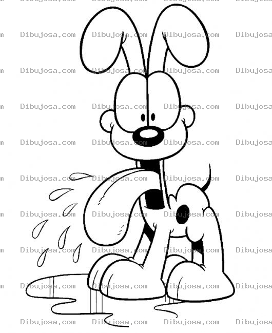 Dibujo para colorear Charco De Saliva Dibujo Del Perro Odie Haciendo Un Charco De Babas Para Pintar Y Colorear
