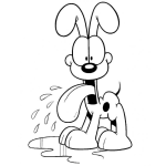 Dibujo para colorear Charco De Saliva Dibujo Del Perro Odie Haciendo Un Charco De Babas Para Pintar Y Colorear