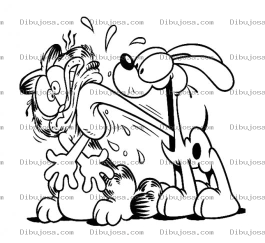 Dibujo para colorear Lenguetazo De Odie A Garfield Para Pintar Y Colorear
