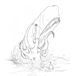 Dibujo para colorear Dibujo De Pulpo Gigante Peleando Con Una Ballena Para Pintar Y Colorear