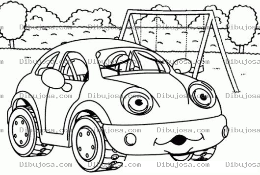 Dibujo para colorear Dibujo De Un Carrito Beattle Con Ojos Para Pintar Y Colorear