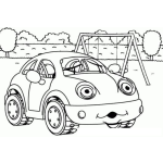 Dibujo para colorear Dibujo De Un Carrito Beattle Con Ojos Para Pintar Y Colorear
