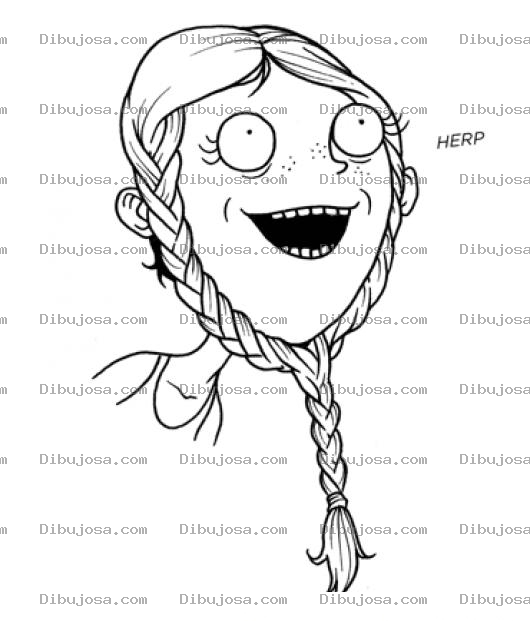Dibujo para colorear Dibujo De Chica Con Barba De Trenzas Para Pintar Y Colorear