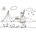 Dibujo para colorear Comida De Cerdos Dibujo De Indita Alimentando Puercos Para Pintar Y Colorear