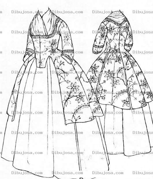 Dibujo para colorear Colorear Vestidos Antiguos Largos Y Elegantes