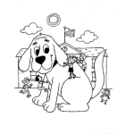 Dibujo para colorear Colorear A Clifford El Perro Rojo En Una Escuela