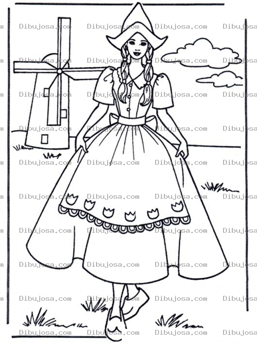 Dibujo para colorear Dibujo De Chica Alemana Campesina Para Pintar Y Colorear