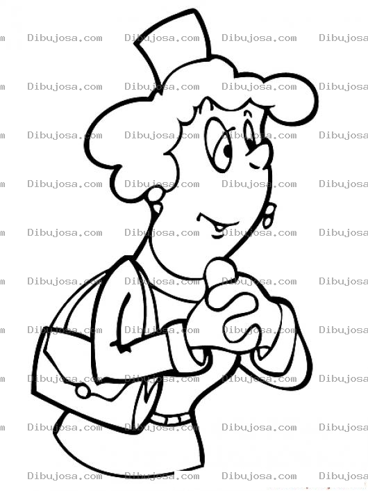 Dibujo para colorear Dibujo De Mujer Enfermera Con Cartera Para Pintar Y Colorear