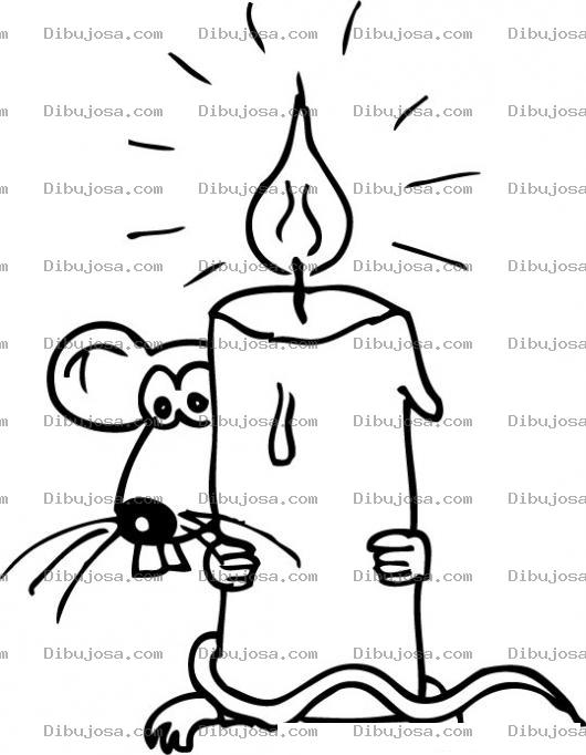 Dibujo para colorear Dibujo De Raton Escondido Detras De Una Candela Para Pintar Y Colorear