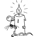 Dibujo para colorear Dibujo De Raton Escondido Detras De Una Candela Para Pintar Y Colorear