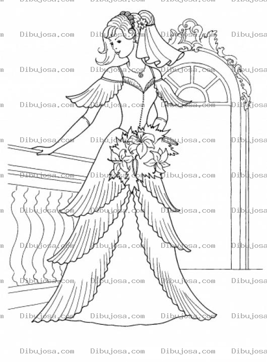 Dibujo para colorear Vestido De Novia Divino Para Pintar Y Colorear