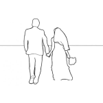 Dibujo para colorear Dibujo De Novios Caminando Juntos Hacia El Horizonte Para Pintar Y Colorear