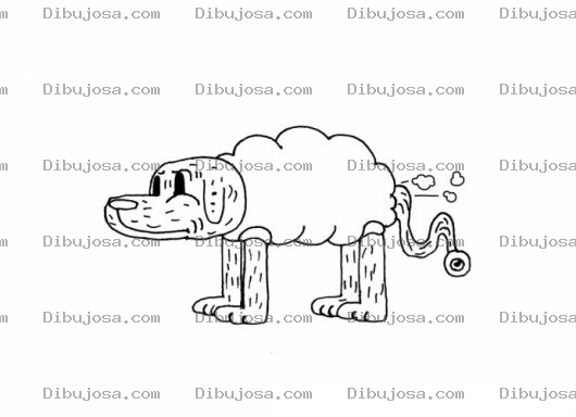 Dibujo para colorear Perro Pedorro Y Flatulento Para Pintar Y Colorear A Un Chucho Tirandose Pedos