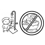 Dibujo para colorear Dibujo De Nino En Ducha Y No En Una Tina Para Ahorrar Agua
