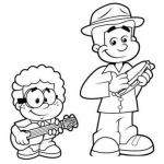 Dibujo para colorear Dibujo De Musicos Ambulantes Para Pintar Y Colorear Guitarrista Y Panderetista