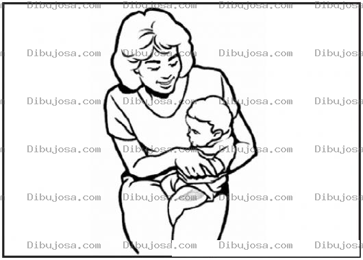 Dibujo para colorear Dibujo De Mama Con Bebe Para Pintar Y Colorear