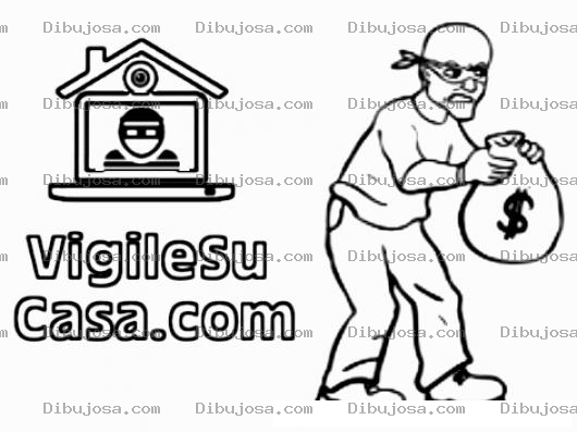 Dibujo para colorear Vigile Su Casa Por Internet Dibujo De Un Ladron Robando Capturado Por Una Camarweb En Vigilesucasa.com
