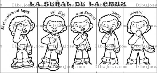 Dibujo para colorear Como Persinarse Dibujo De La Senal De La Cruz Para Pintar Y Colorear Los Pasos De Una Persinada