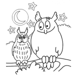 Dibujo para colorear Dibujo De Una Pareja De Tecolotes Para Pintar Y Colorear 2 Buhos