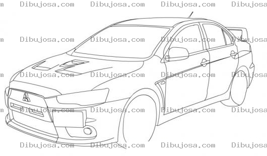 Dibujo para colorear Dibujo De Lancer Evolution Para Pintar Y Colorear Un Carro Marca Mitsubishi