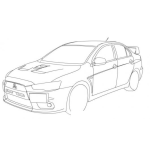 Dibujo para colorear Dibujo De Lancer Evolution Para Pintar Y Colorear Un Carro Marca Mitsubishi