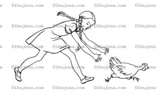 Dibujo para colorear Colorear Persiguiendo A Una Gallina