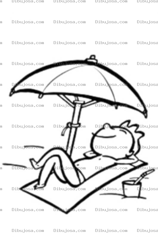 Dibujo para colorear Colorear Verano Hombre Con Sombrilla