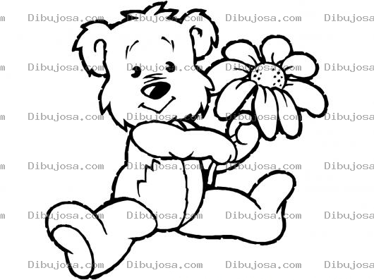 Dibujo para colorear Colorear Un Osito Lindo Con Una Flor