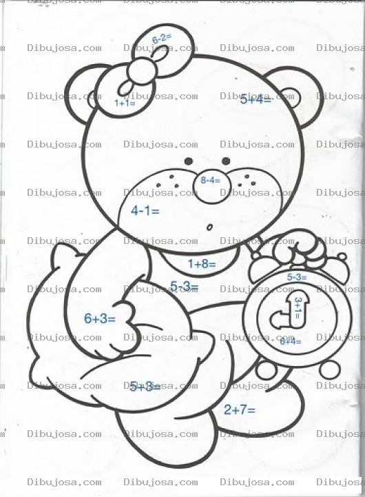 Dibujo para colorear Colorear Osita Sumando Numeros