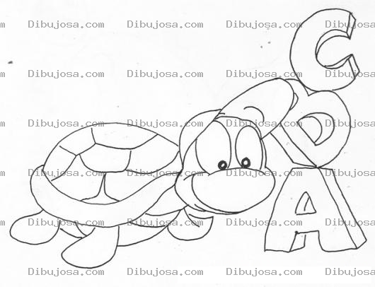 Dibujo para colorear Colorear Las Letras ABC Con Una Tortuguia CBA