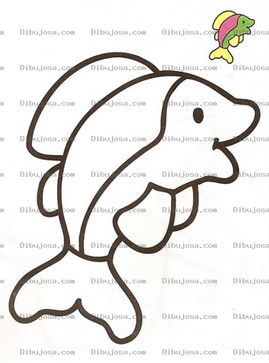 Dibujo para colorear Colorear delfin con muestra