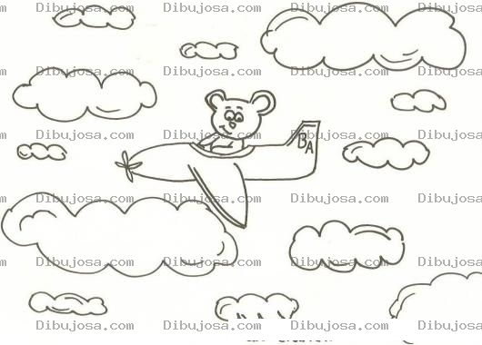 Dibujo para colorear Osito En Avion
