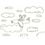 Dibujo para colorear Osito En Avion