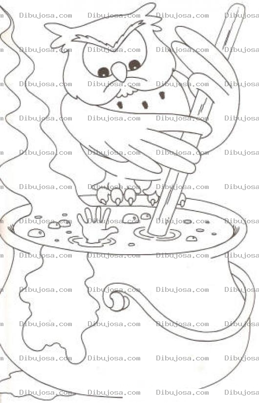 Dibujo para colorear Pintar Tecolote Cocinando