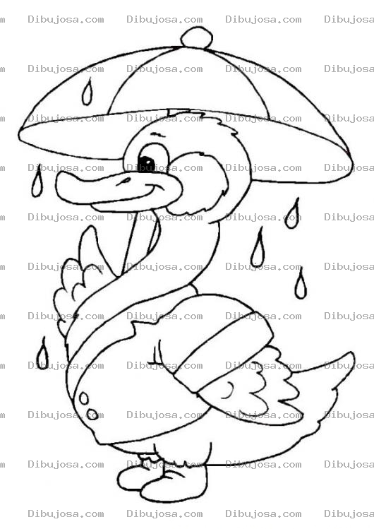 Dibujo para colorear Pato Con Sombrilla
