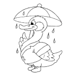 Dibujo para colorear Pato Con Sombrilla